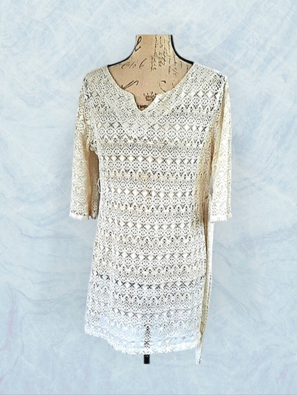 Crocheted Swimsuit Cover Sexy Beach Off White M
